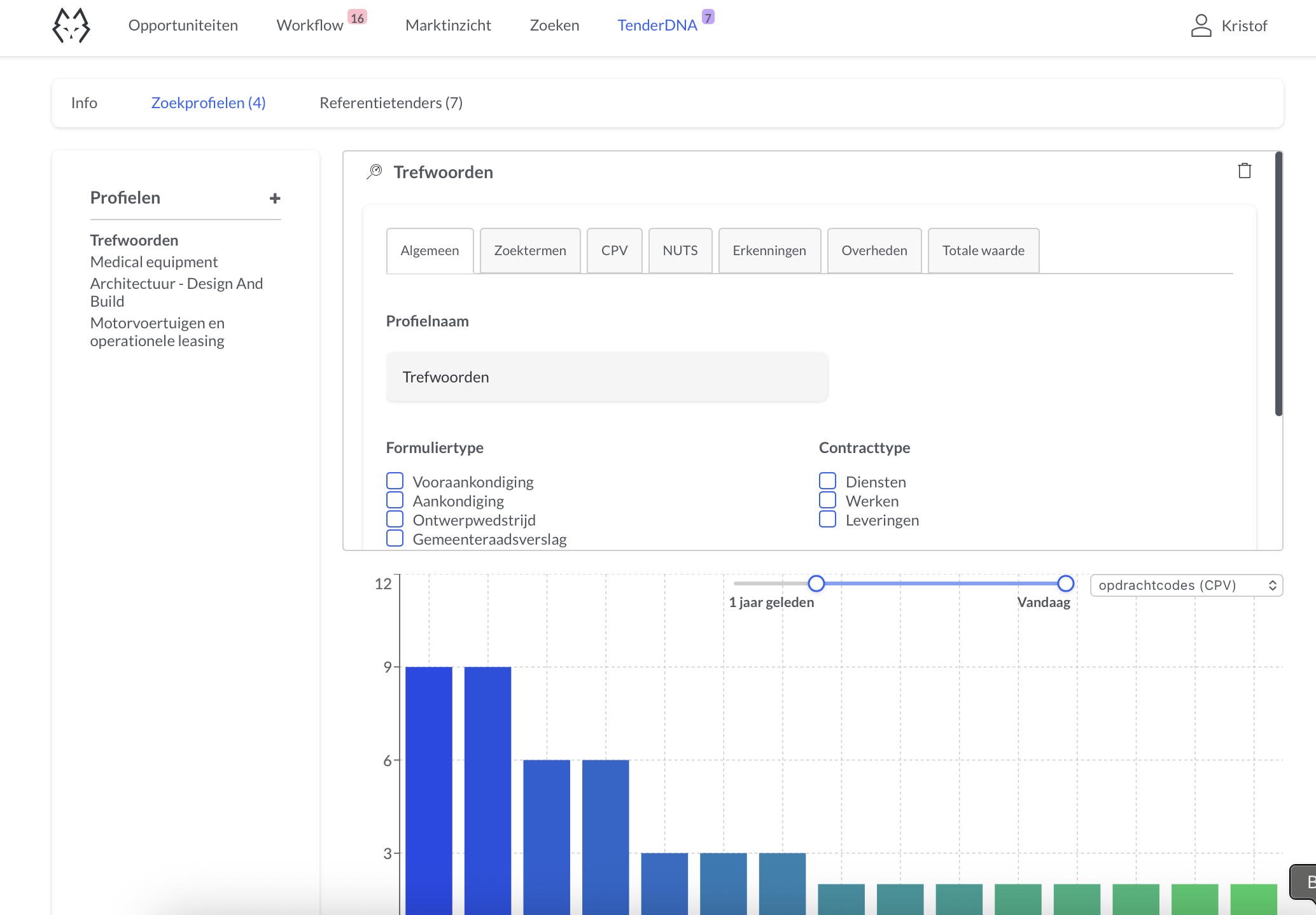 Zoekprofielen configureren met dimensies
